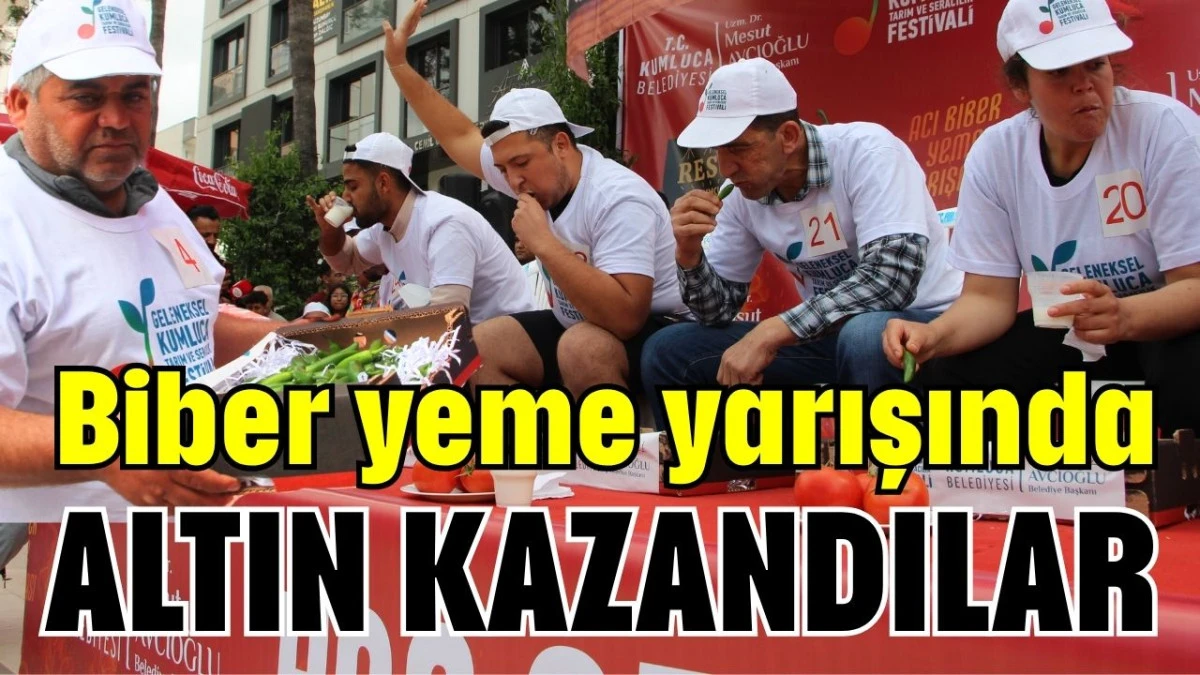Kumluca'da biber yeme yarışında altın kazandılar