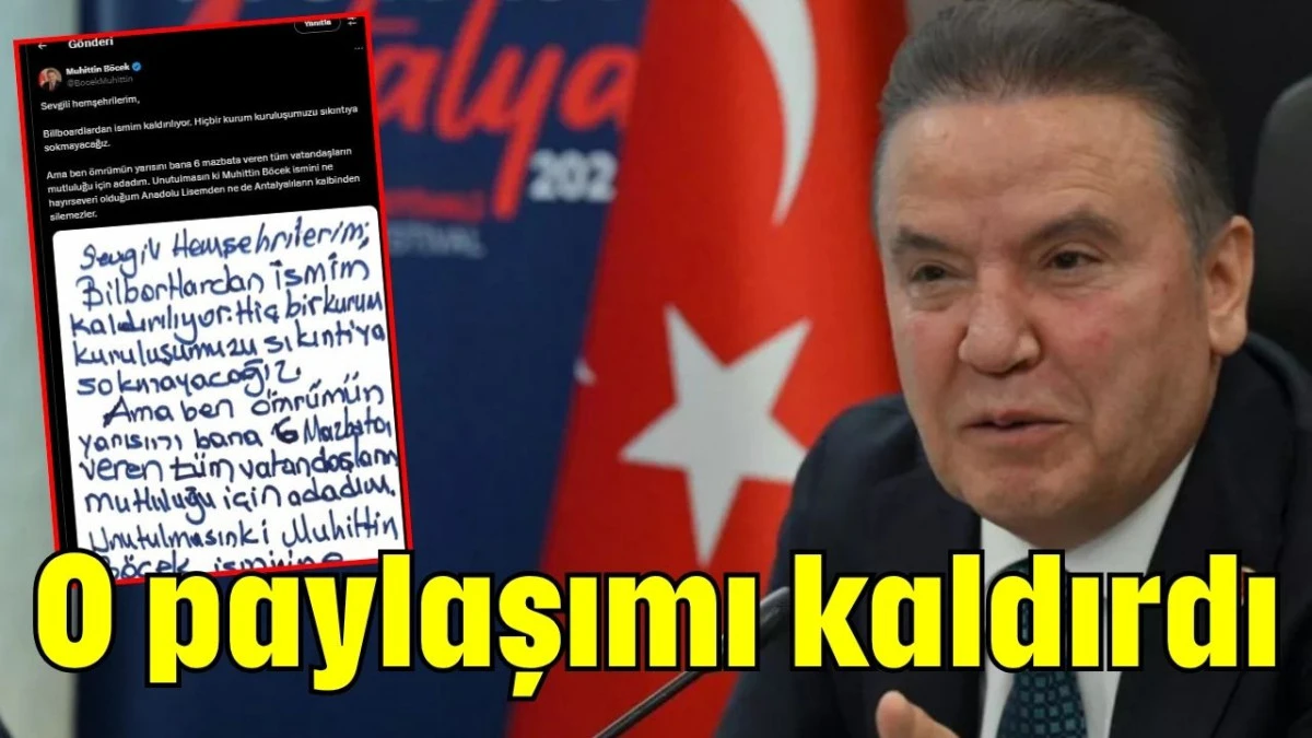 Muhittin Böcek o paylaşımı kaldırdı  