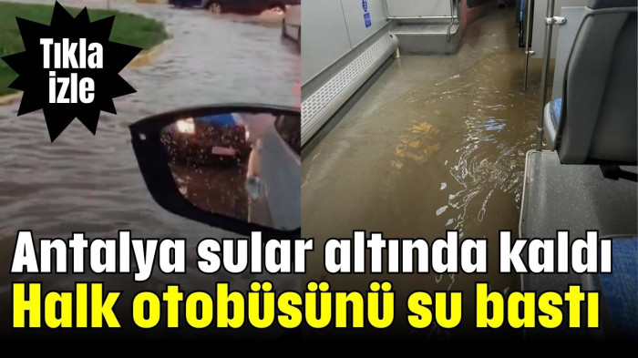 Halk otobüsünü su bastı 